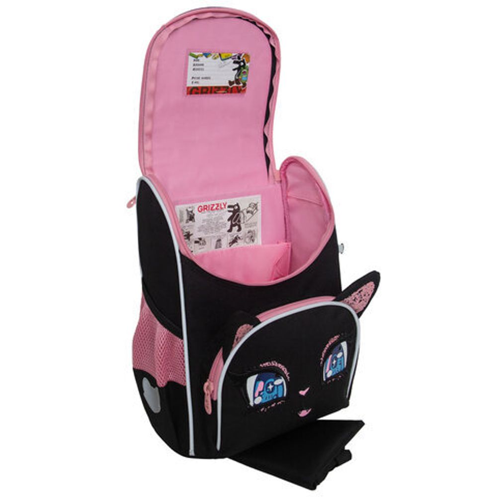 Ранец GRIZZLY анатомическая спинка, с мешком для обуви, для девочек, "SPARKLING EYES", 33х25х13 см, RAm-584-4/1