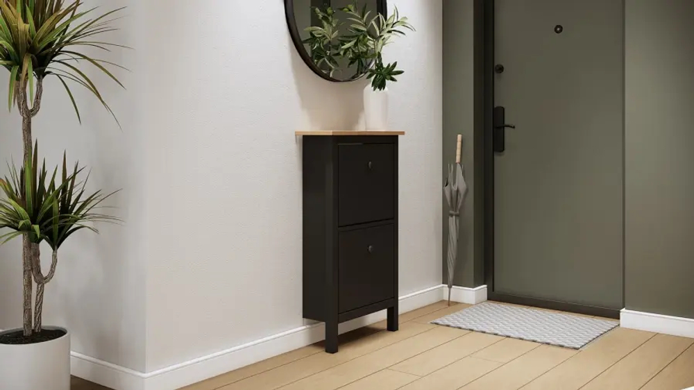 Обувница - аналог IKEA HEMNES / ХЕМНЭС/ ХЕМНЕС / КЫМОР / ИКЕА 59х101x22 см, черный/светло-коричневый