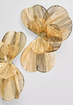 STRADIVARIUS Серьги-веера с макси цветами, золотой