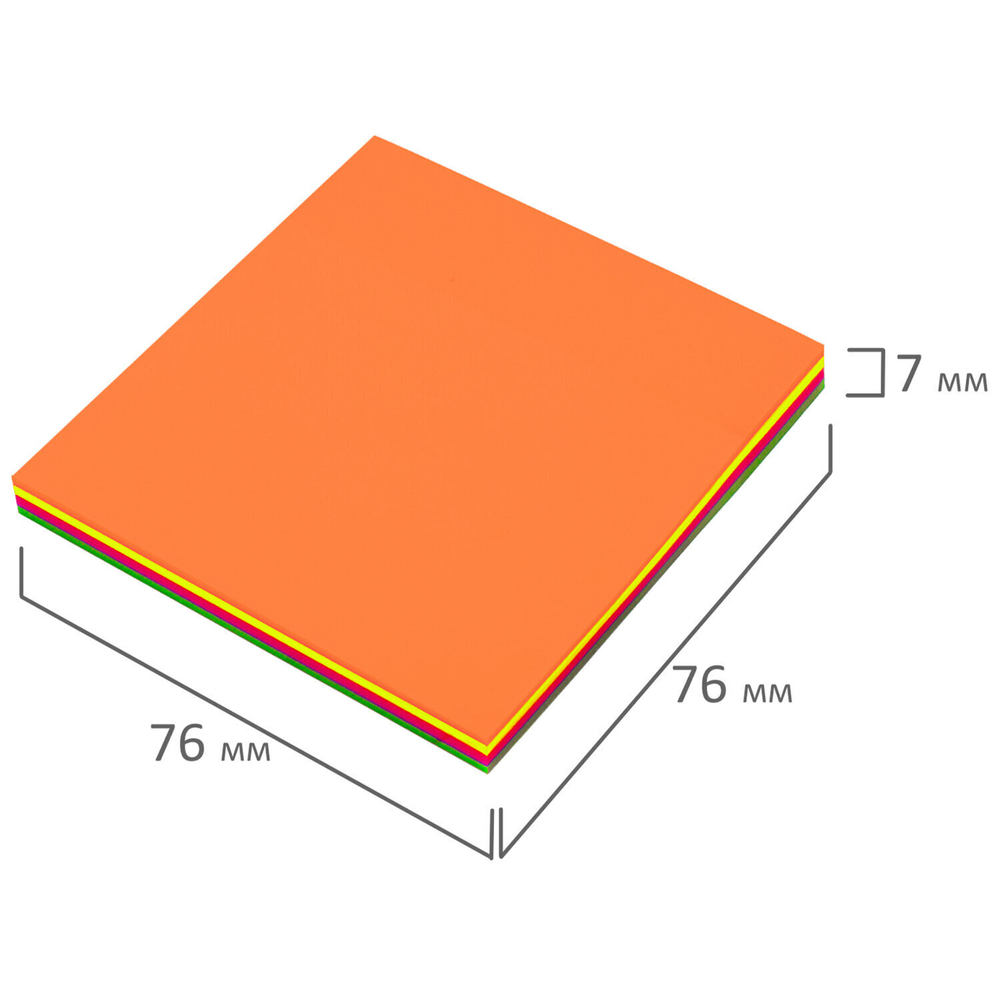 Блок самоклеящийся пластиковый (стикеры) 4 цвета BRAUBERG MULTI COLOUR 76х76 мм 100 листов (6 штук в упаковке)