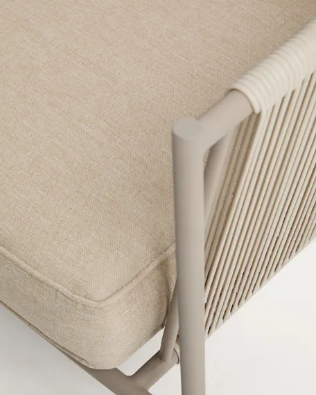 Двухместный уличный диван Zivia из веревки цвета экрю и стали таупе 178 см