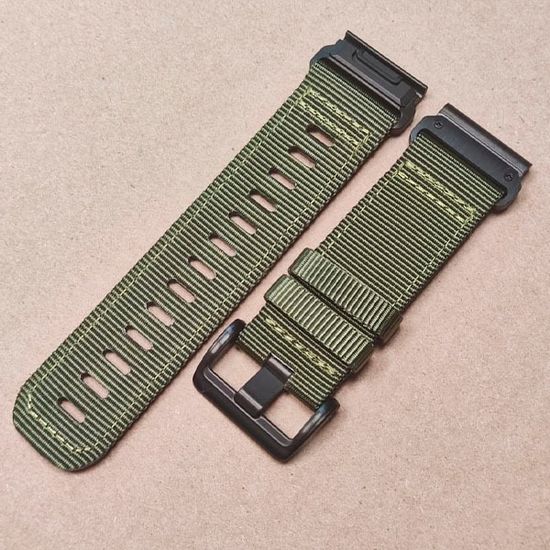 Ремешок тактический Tactix 26 мм. для Garmin Fenix 7x / 6x / 5x / 3, Enduro 2 / Tactix 7, Tactix Delta нейлоновый быстросъемный на застежке (Хаки/черная застежка)