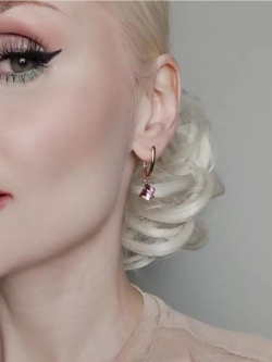 Серьги-подвески Миражи с розовым кубиком Swarovski
