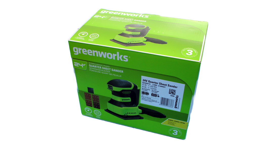 Плоскошлифовальная машина аккумуляторная Greenworks G24SS14, 3100507,24 В, без АКБ и ЗУ