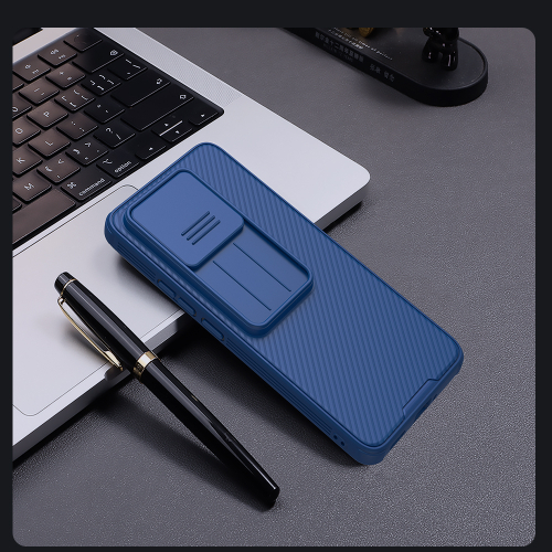 Усиленный чехол синего цвета с сдвижной шторкой для камеры от Nillkin для Xiaomi 14T, серия CamShield Pro Case