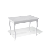 Стол обеденный, кухонный раздвижной KENNER 1100 С белый/стекло белое сатин