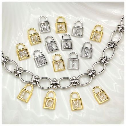 Подвеска "Замочек-Буква " со стразами