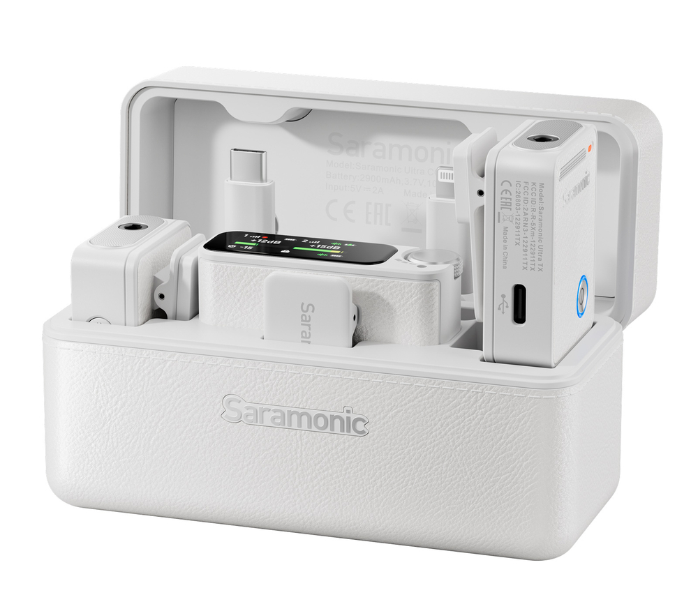 Беспроводная система Saramonic Ultra 04, 2TX + RX, 3.5мм / USB-C / Lightning, с петличками, белая