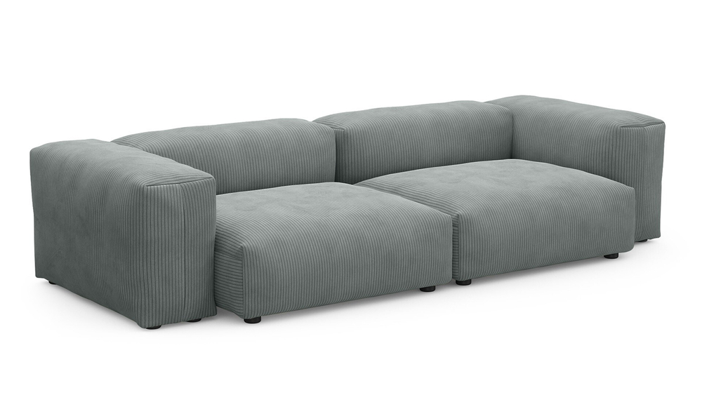 Диван Фиджи двухсекционный (большой) Cilium Steel 273*116*62 см, Серый Вельвет Нераскладной Фиеста