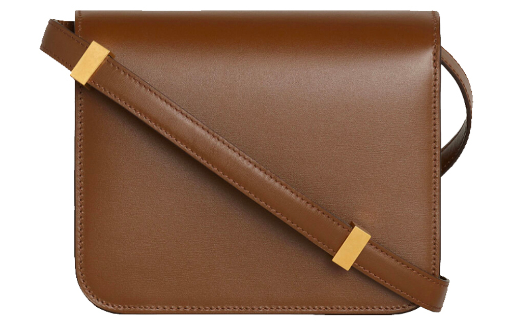 CELINE Classic Bo Polished Cow Leather Shoulder Bag, Crossbody Bag Women"s Camel