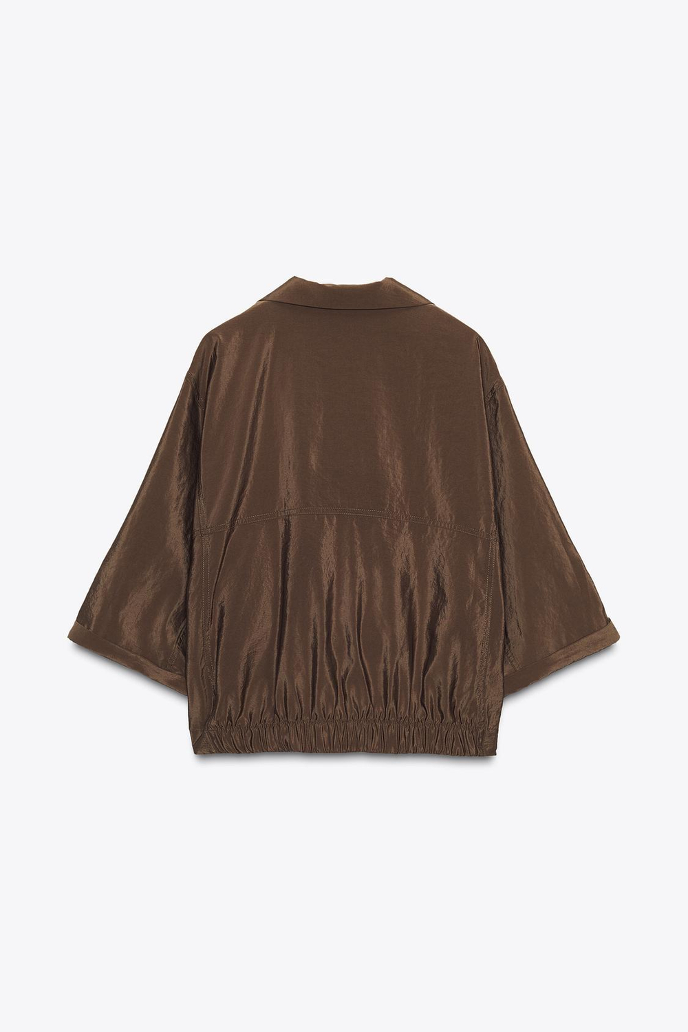 ZARA РУБАШКА САФАРИ С КОРОТКИМИ РУКАВАМИ, КОРИЧНЕВЫЙ