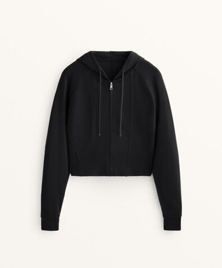 Oysho Укороченная толстовка Slim fit из мягкого модала, черный