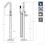 Напольный смеситель для ванны TZAR 348503S