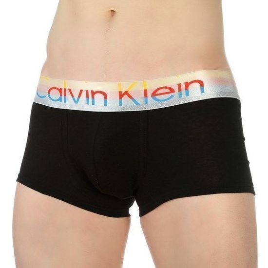 Мужские трусы боксеры черные с разноцветной резинкой Calvin Klein