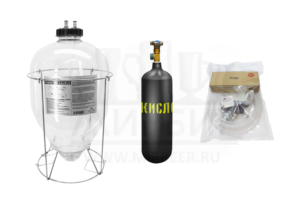 Комплект: ЦКТ Fermenter King Snub Nose, пластик, 35 л + Комплект для карбонизации в корнелиус кеге + баллон углекислотный 5 л