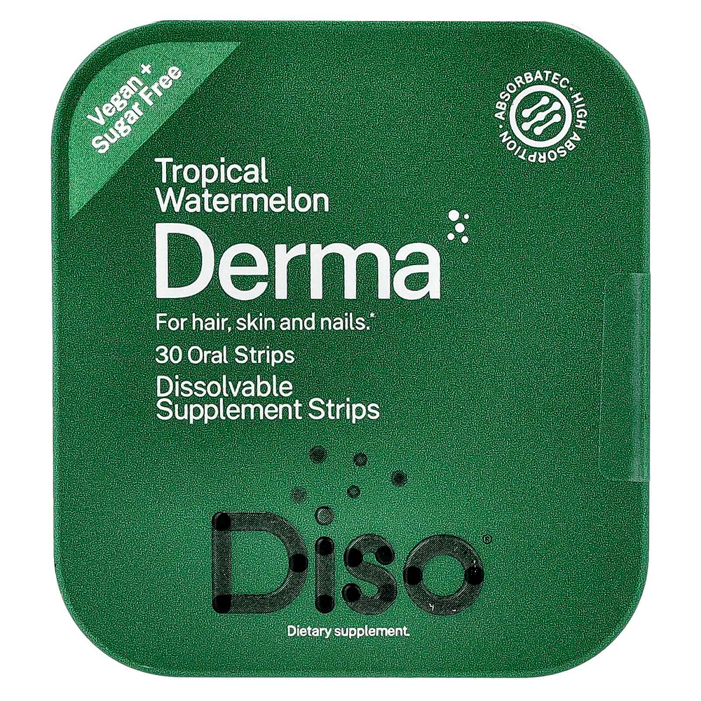 Diso, Derma, тропический арбуз, 30 полосок для полости рта