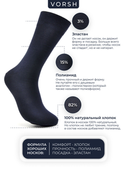 Носки высокие мужские, набор 3 пары, темно-синий