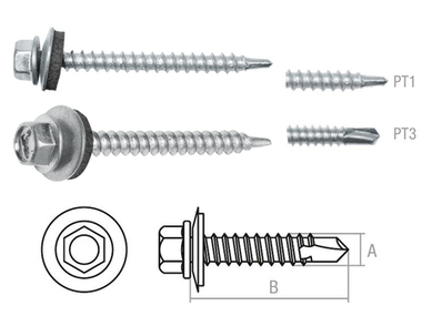 Саморез кровельный 4.8х19 мм цинк, шайба с прокл., PT1 (100 шт в пласт. конт.) STARFIX