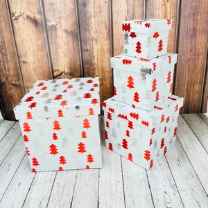 Коробки Куб "Новогодний" Набор 4 шт. Белый