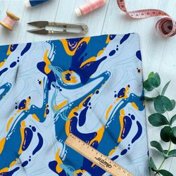 Ткань бязь морская вода с цветными акцентами