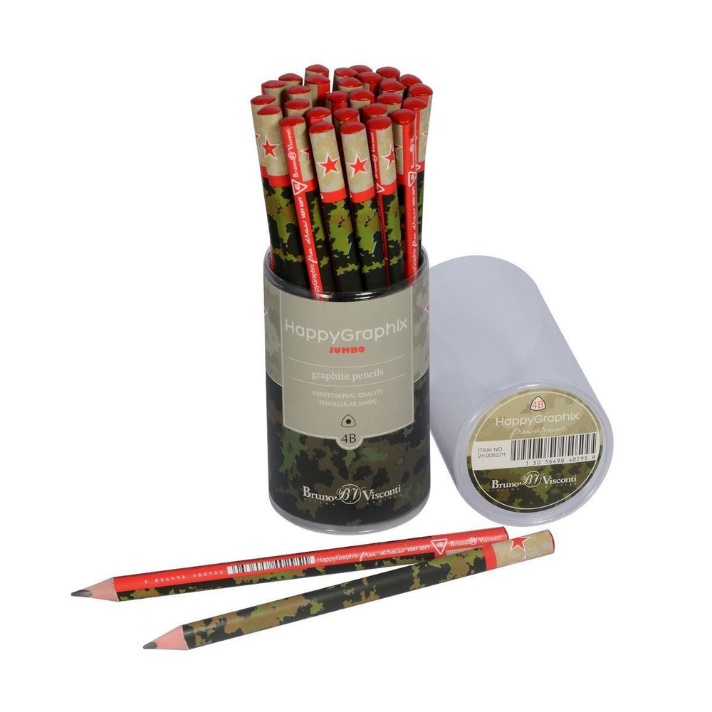 Карандаш ч/г 3,5мм "HappyGraphix Jumbo. Милитари. Звезда" 4В (Альт)