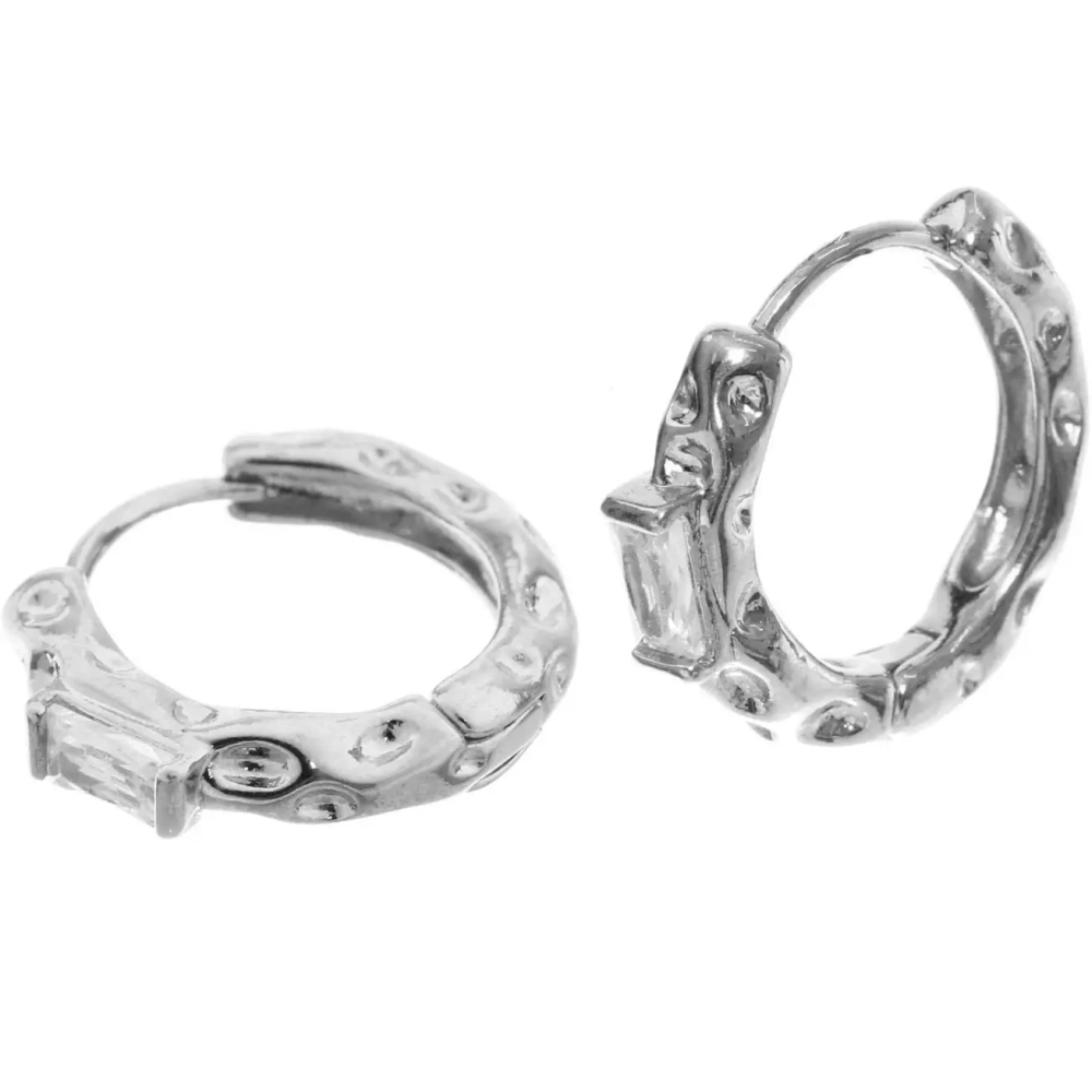 Серьги из гиппоалергенного металла со стразами «ПАЛУМНА», кольца, цвет золото и серебро, 2,5-dсм