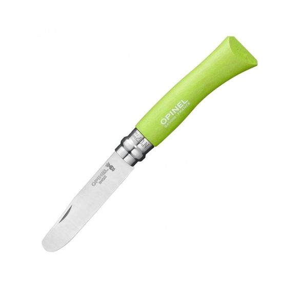 Складной нож Opinel №7 My First Opinel, зеленый, блистер c клинком из стали Sandvik™ 12С27, рукоять дерево (Бук)