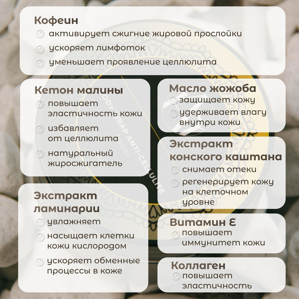 Обертывание антицеллюлитное, Желтое/Гавайи Apprezzo il momento, холодное обертывание для похудения и сжигания жира, крем гель для тела против целлюлита 250 мл
