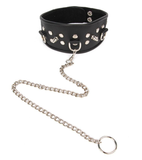 Ошейник с поводком Notabu NTB-80358, со шипами, черный