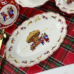 Lenardi 305-172 Набор из 2 овальных блюд 30,5х20х3,5см НОВЫЙ ГОД в под.уп.(х12)Фарфор