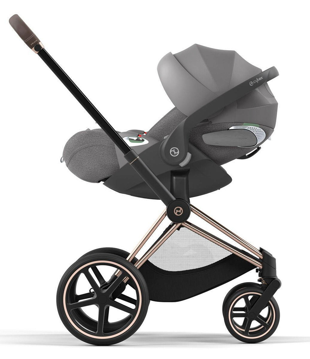 Коляска 3 в 1 Cybex Priam IV Rosegold complete и автокресло Cloud T i-Size Mirage Grey Plus Peach Pink