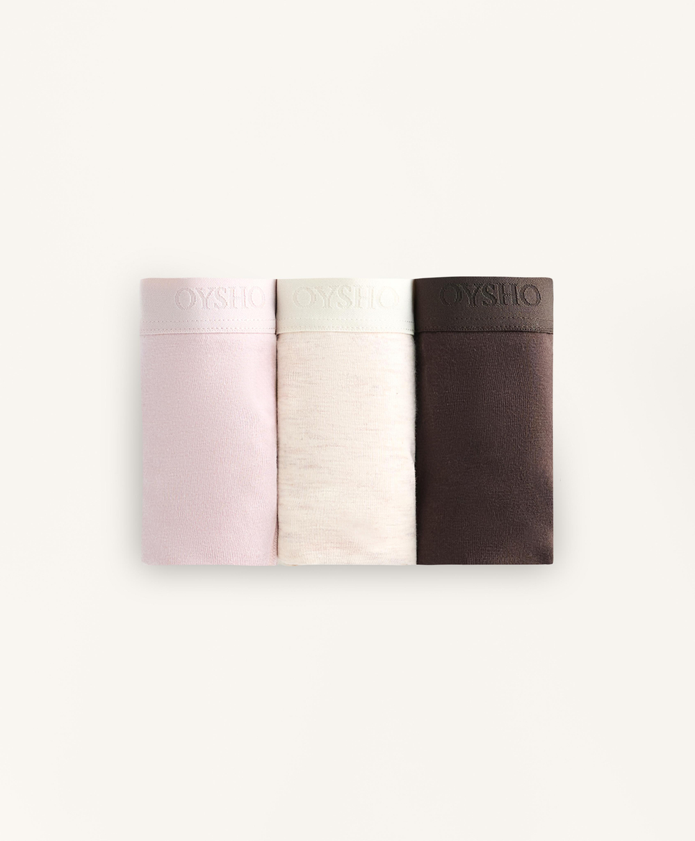 OYSHO Набор из 3 пар трусов-бразильяно из хлопковой смеси, лиловый