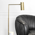 Alma Floor Lamp in Antique-Burnished Brass and White Marble