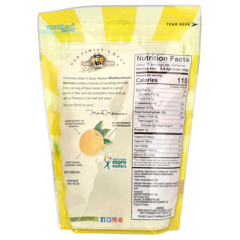 Mariani, Средиземноморские абрикосы, 454 г (16 унций)