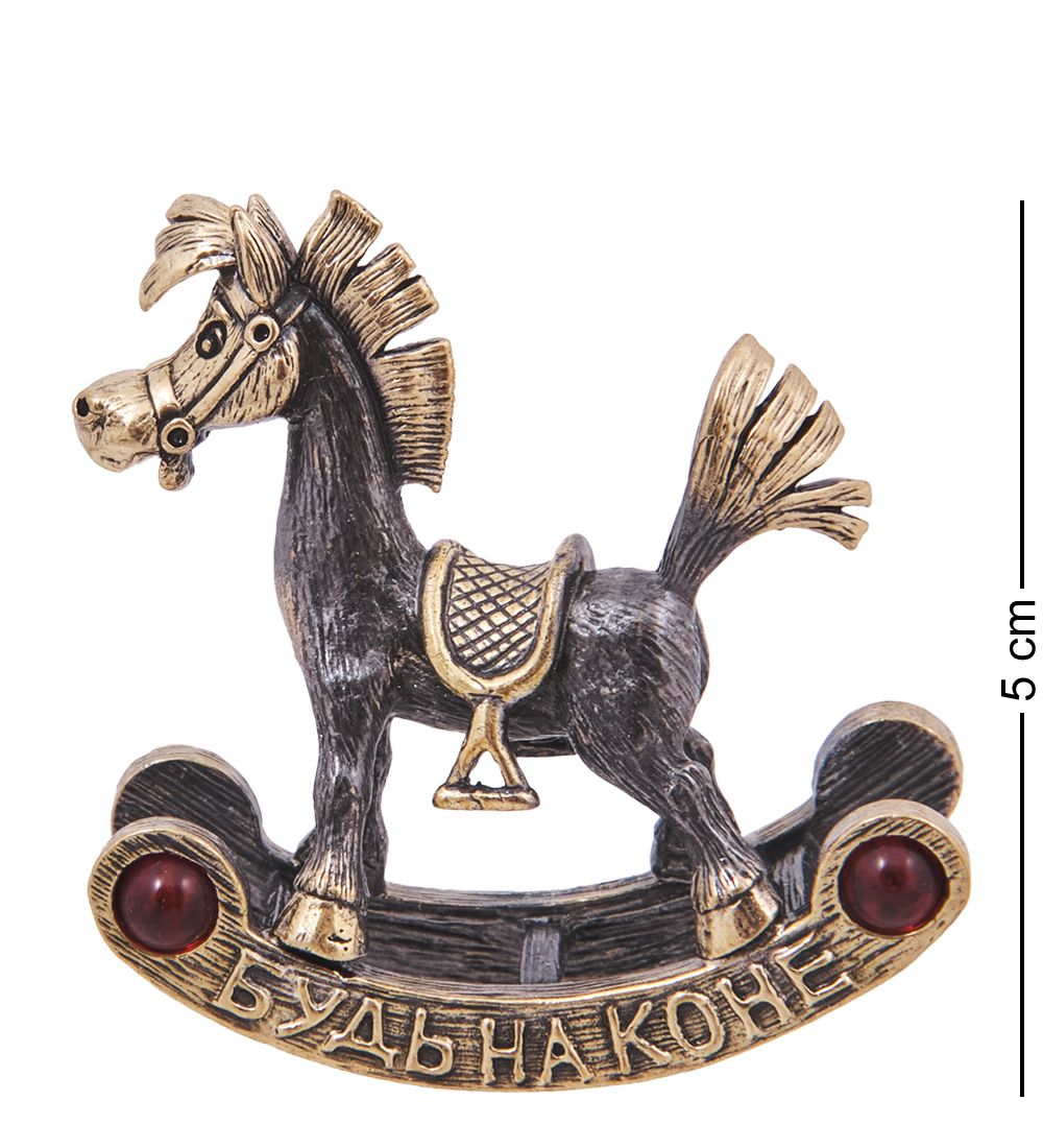 AM-4185 Фигурка «Лошадь - Будь на коне» (латунь, янтарь)