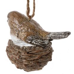 GAEM Украшение новогоднее "Птичка в гнезде", L8,5 W6 H7,5 см