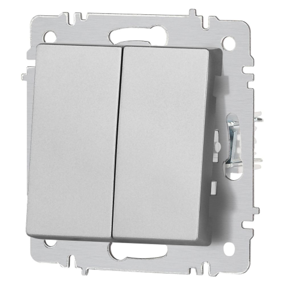 Выключатель Intro Accent 6-104-03 двойной, 10А-250В, IP20, СУ, AL/CU, алюминий | Intro