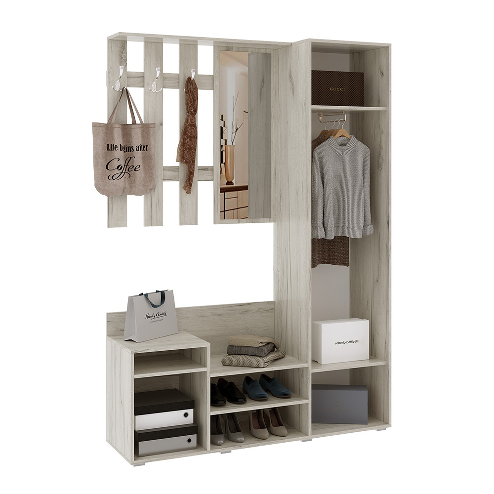 Прихожая Визит, Графит, Дуб Крафт Белый