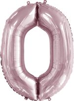 Шар (34"/86 см) Цифра, 0, Slim, Светло-розовый, 1 шт. в упак.