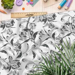 Ткань футер 2-х нитка серые бутоны