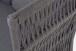 "Лугано" диван 3-местный плетеный из роупа, каркас алюминий темно-серый (RAL7024) муар, роуп темно-серый круглый, ткань темно-серая YB25-0027