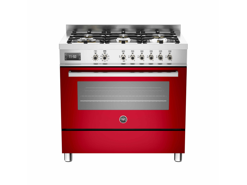 Варочный центр Bertazzoni, 6 конфорок, электрический духовой шкаф, 90 см Красный