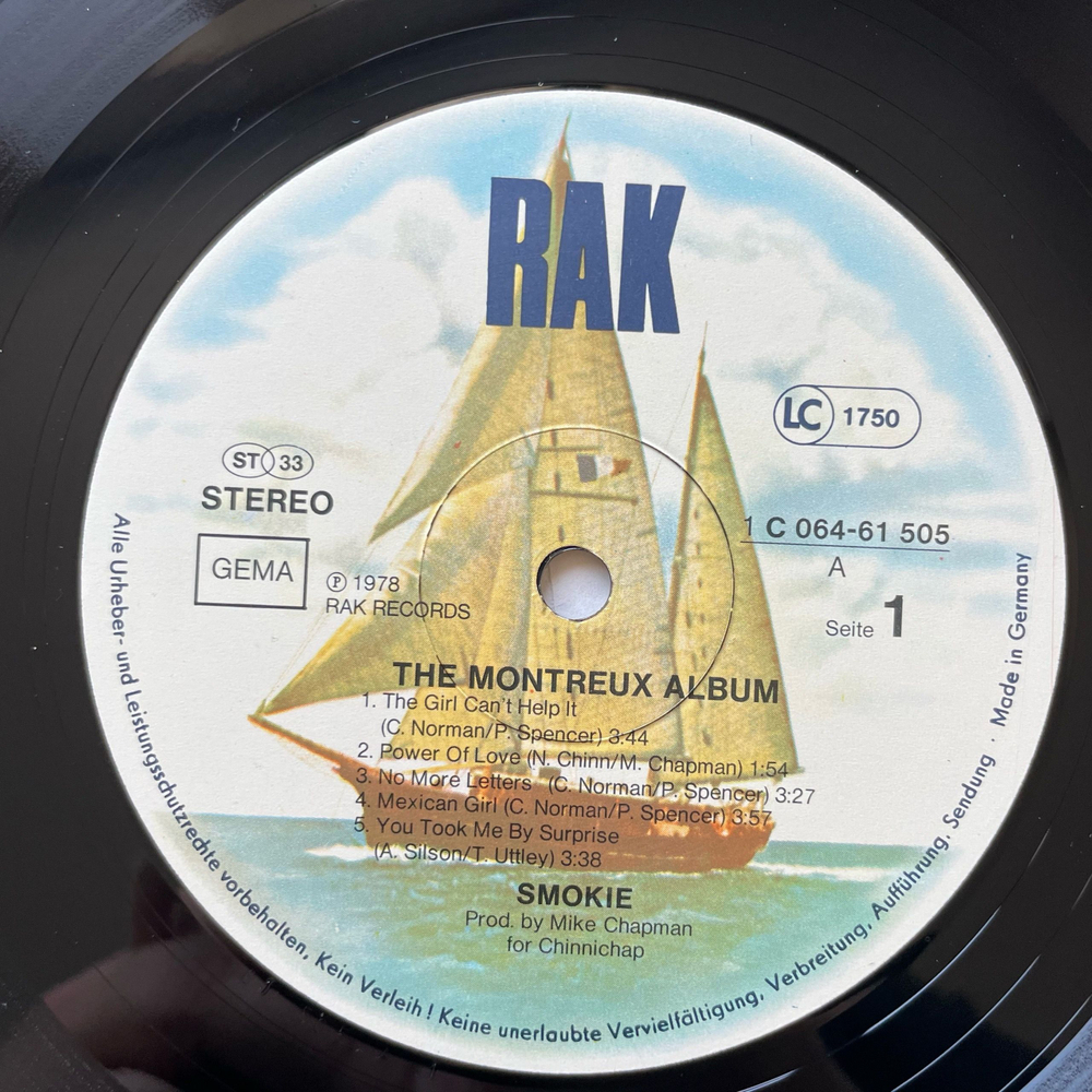 Винтажная виниловая пластинка LP Smokie Смоуки, The Montreux Album (Германия 1978) No More Letters