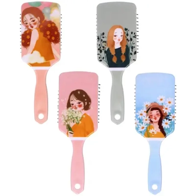 Расческа массажная прямоугольная форма «КОЛЛЕКЦИЯ ИМАНИ - ЭФФЛОДИ», микс 4 дизайна, 24*7,5см (PVC упаковка)