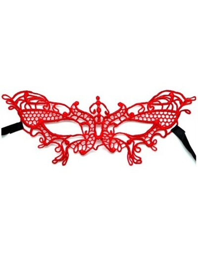Ажурная красная кружевная маска "Бабочка" (Цвет: красный с черным)