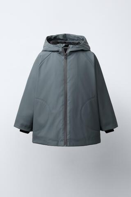ZARA ПРОРЕЗИНЕННЫЙ ДОЖДЕВИК WATER RESISTANT, СЕРО-СИНИЙ