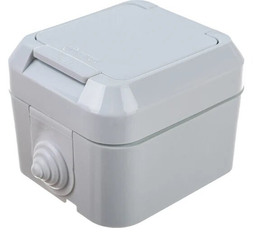 Розетка одинарная ОП Макел 16А с заземл. с крышкой п/герм. ел.