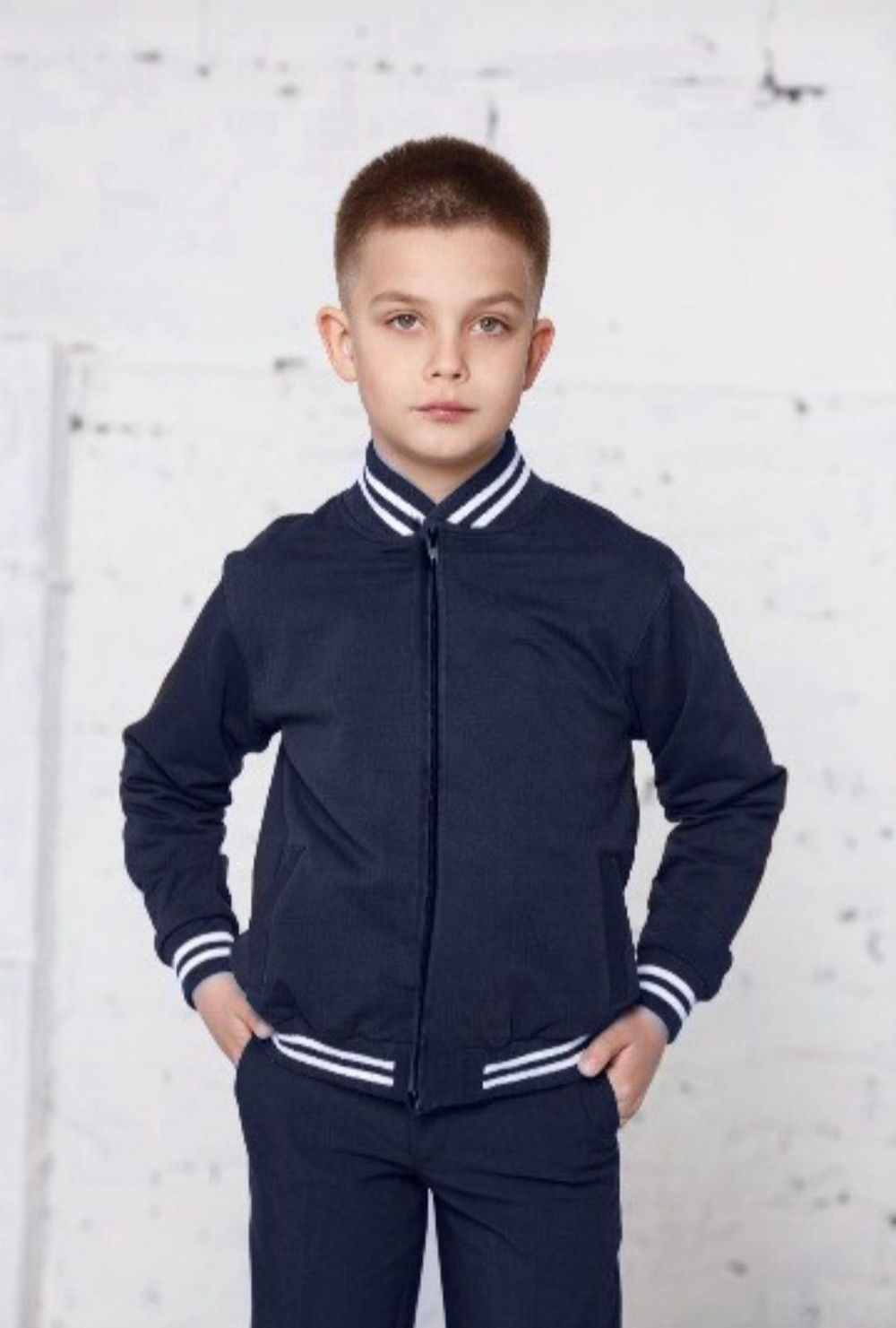 Бомбер 122 жакет куртка кардиган трикотаж трикотажный футер ветровка для мальчика для девочки весенний осенний демисезонный на молнии