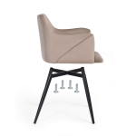 Стул на металлокаркасе Woodville Эджелл латте, черный, ножки черные