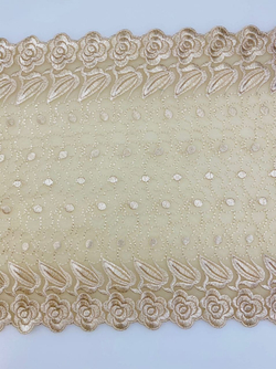 Вышивка на сетке бежевая в мушку 23 см